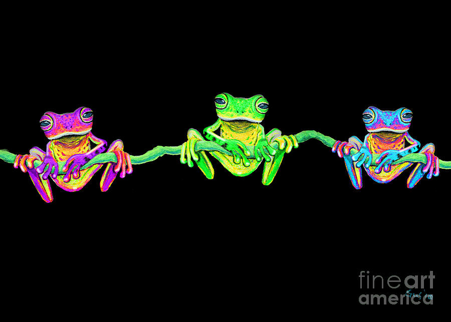 Amphibians Painting - 3 Little Frogs by Nick Gustafson