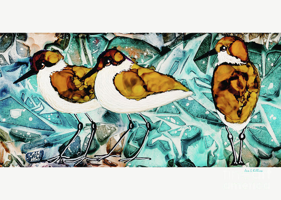 3 Little Shorebirds Painting by Jan Killian