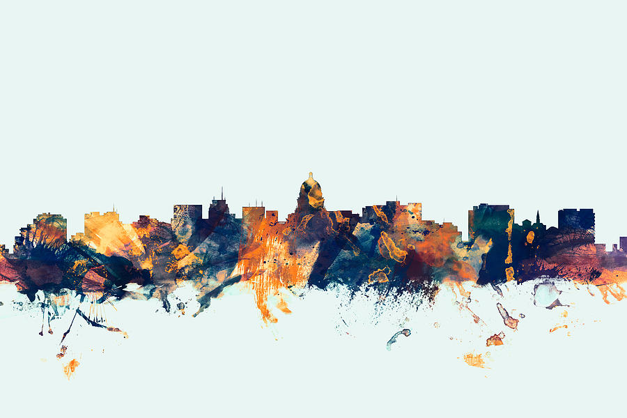 Madison Wisconsin Skyline #3 Digital Art by Michael Tompsett