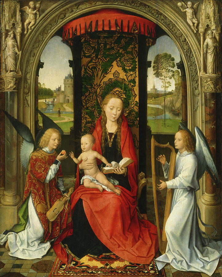 Madonna And Child With Angels Painting