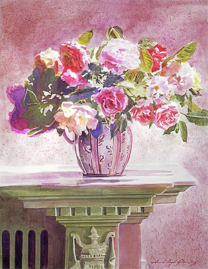  Mantlepiece Roses #3 Painting by David Lloyd Glover