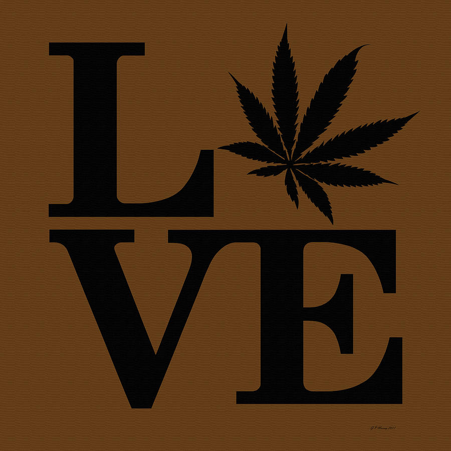Marijuana Leaf Love Sign #3 Digital Art by Gregory Murray