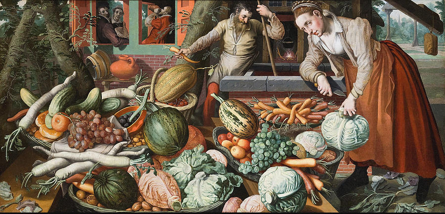 Lettuce Painting - Market Scene  #3 by Pieter Aertsen