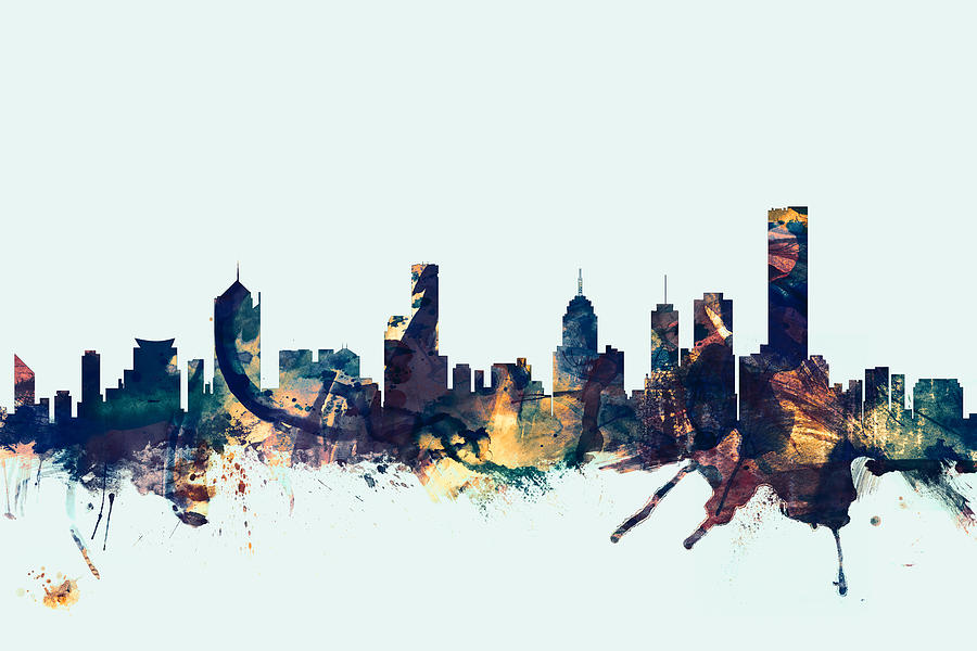 Melbourne Skyline #3 Digital Art by Michael Tompsett