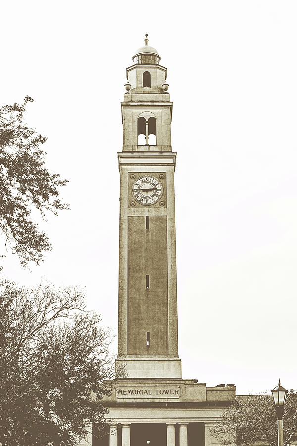 Memorial Tower - LSU sepia toned Photograph by Scott Pellegrin