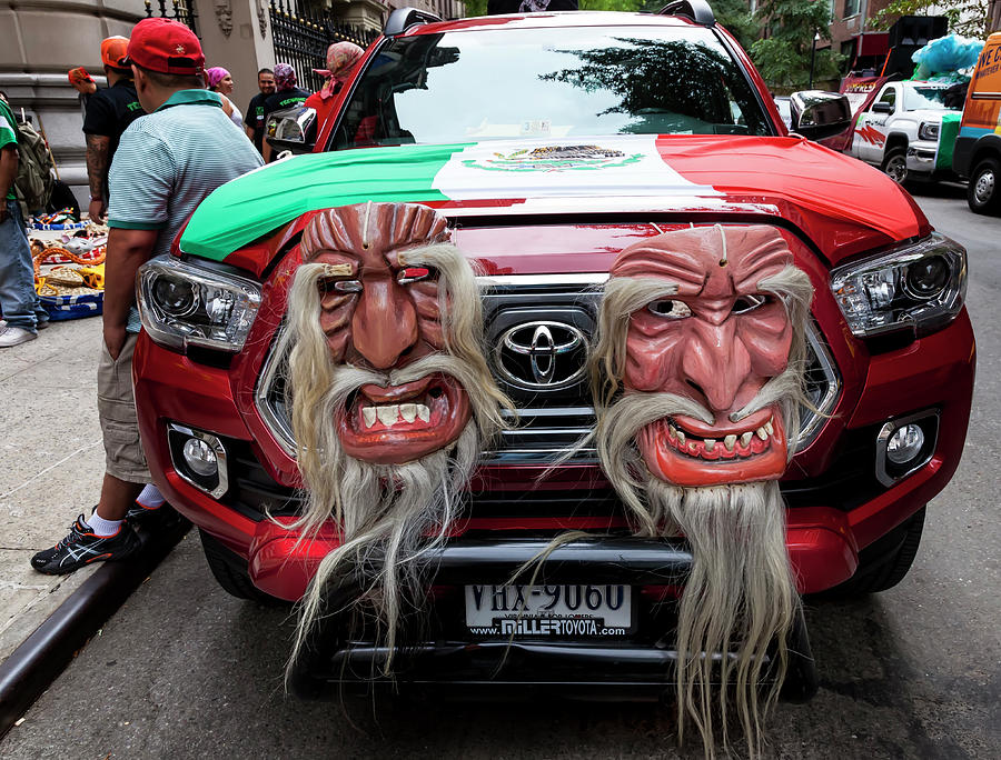 Mexican Day Parade 9_18_2016 Car and Masks #3 Photograph by Robert Ullmann
