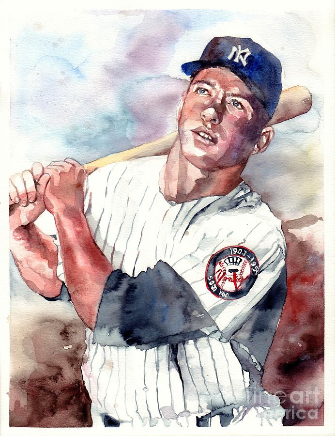 Mickey Mantle Painting - Mickey Mantle portrait #3 by Suzann Sines