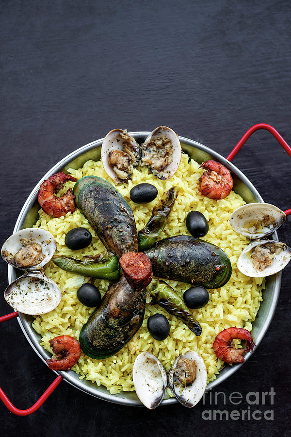 Mixed Seafood And Rice Paella Famous Traditional Portuguese Span ...