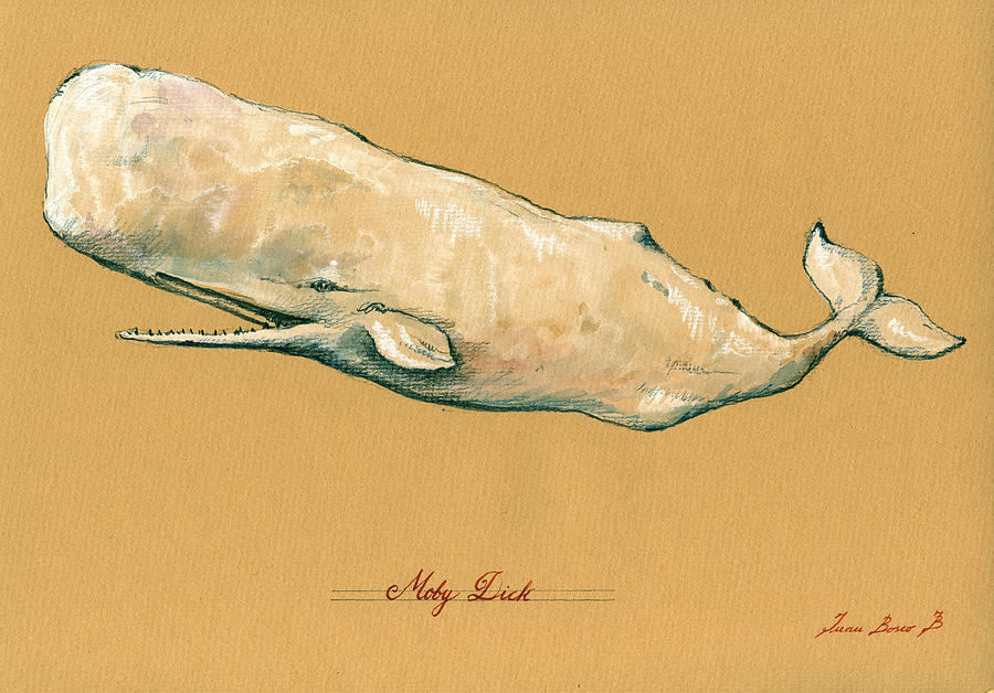 Moby Dick Painting - Moby dick the White sperm whale  #3 by Juan  Bosco