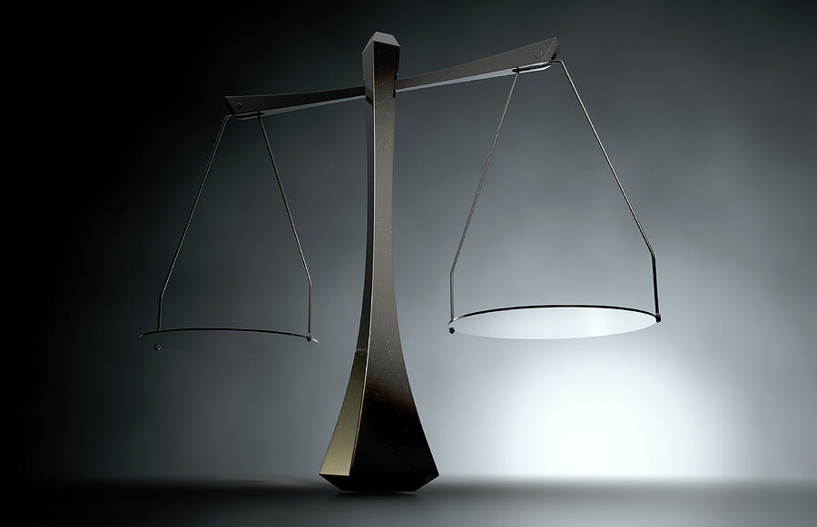 Balanced Digital Art - Modern Scales Of Justice #3 by Allan Swart