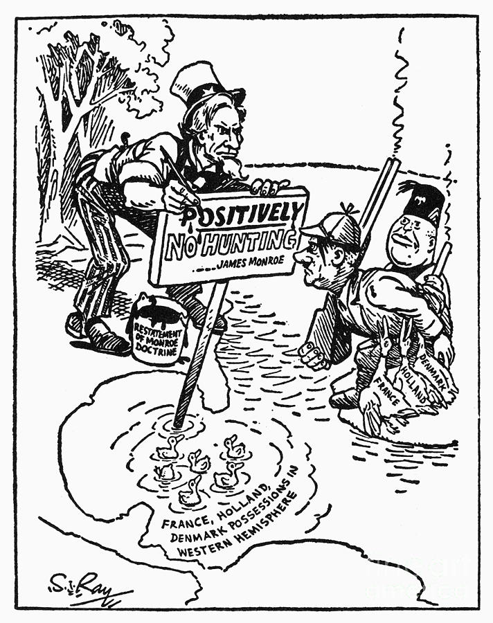 Monroe Doctrine Cartoon Photograph by Granger