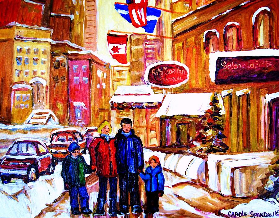 Montreal Street In Winter #3 Painting by Carole Spandau