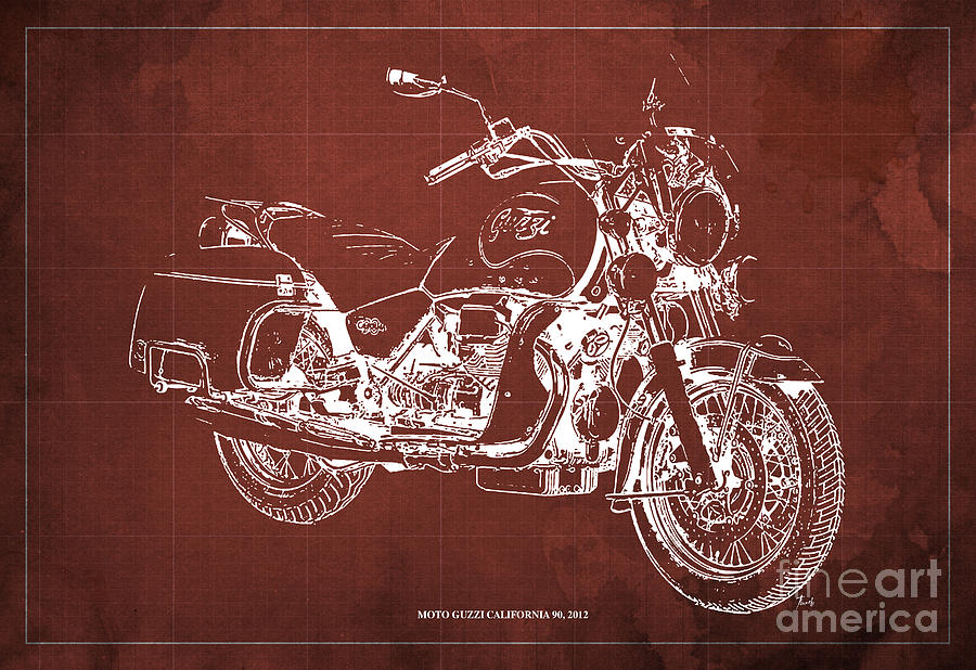 Moto Guzzi California 90 2012 Blueprint Painting by Drawspots ...