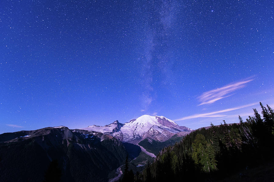 Mt.Rainier with Milky way #3 Photograph by Hisao Mogi