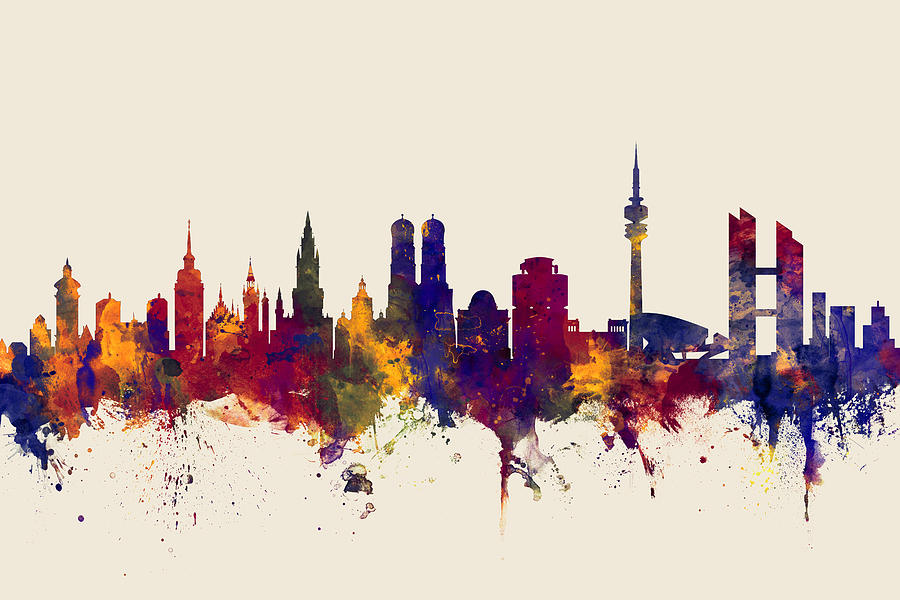 Munich Germany Skyline #3 Digital Art by Michael Tompsett