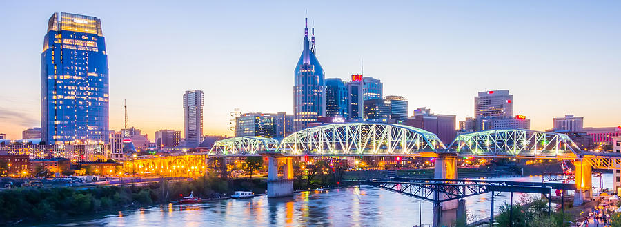 Nashville Tennessee downtown skyline at Shelby Street Bridge #3 Photograph by Alex Grichenko