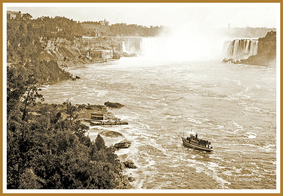 Niagara Falls with Sightseeing Boat, 1904, Vintage Photograph #3 Photograph by A Macarthur Gurmankin
