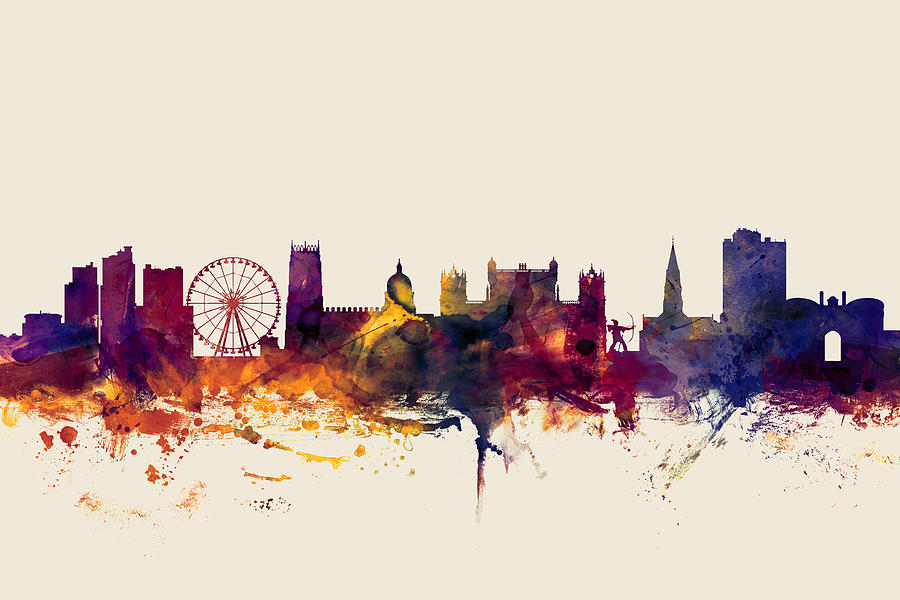Nottingham England Skyline #3 Digital Art by Michael Tompsett