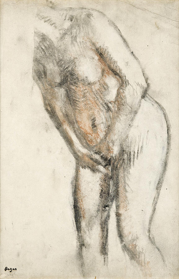 Nude Study Drawing by Edgar Degas