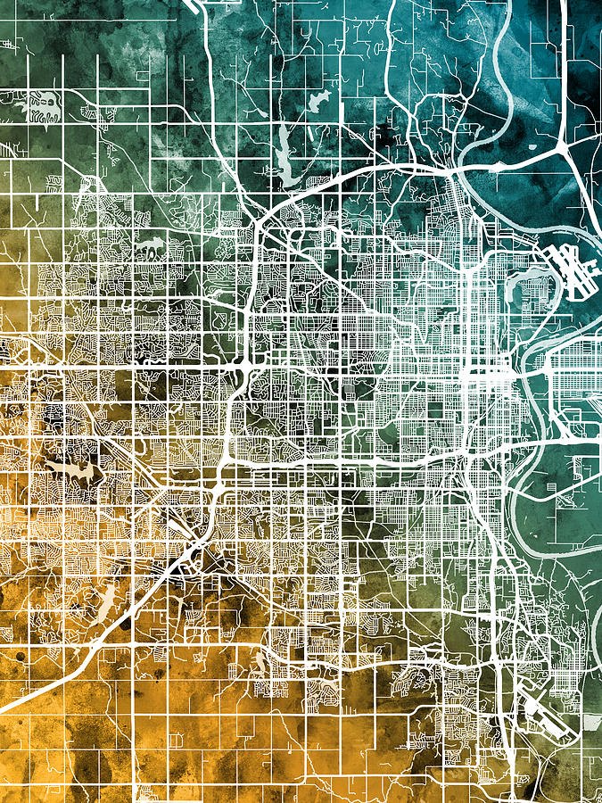 Omaha Nebraska City Map #3 Digital Art by Michael Tompsett