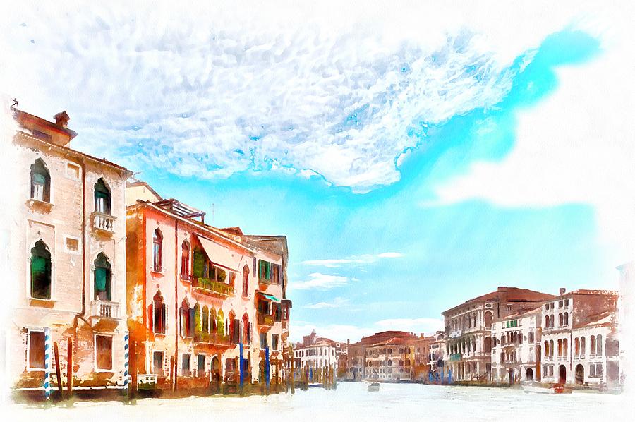 On a boat trip on the Grand Canal in the beautiful city of Venice in Italy #3 Digital Art by Gina Koch