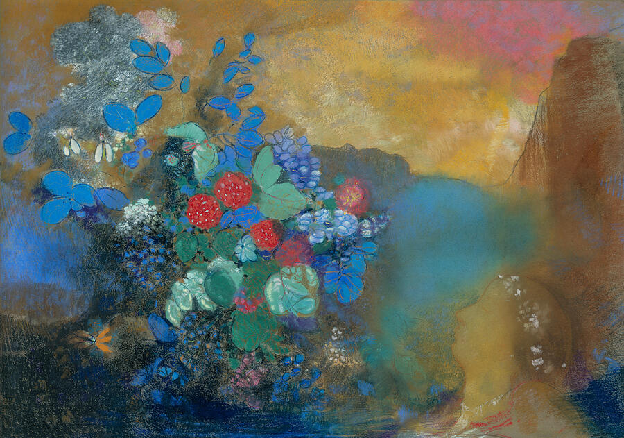 Ophelia Among the Flowers #7 Painting by Odilon Redon