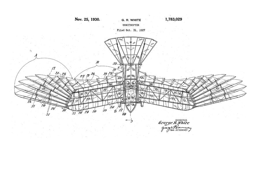 Ornithopter 1930 Drawing by Ray Walsh - Pixels