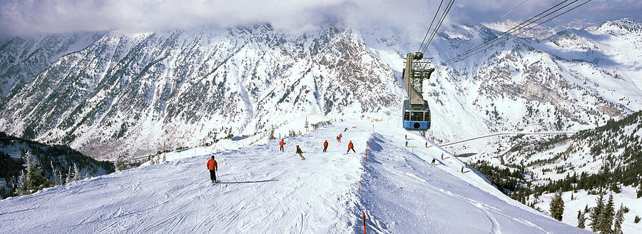 Sports Photograph - Overhead Cable Car In A Ski Resort #3 by Panoramic Images