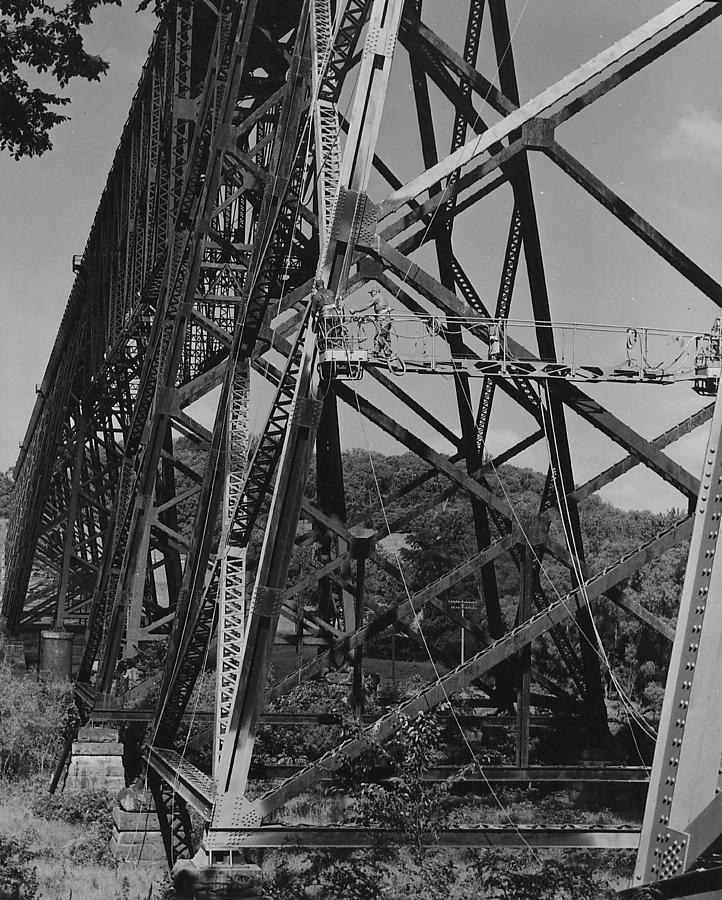 Painting Boone High Bridge - 1958 #4 Photograph by Chicago and North Western Historical Society
