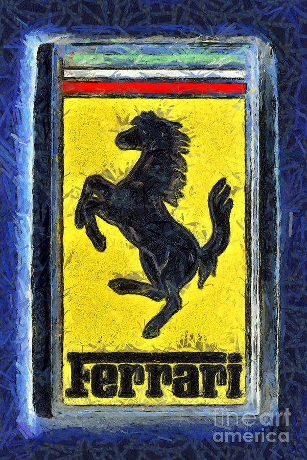 Painting of Ferrari badge #1 Painting by George Atsametakis
