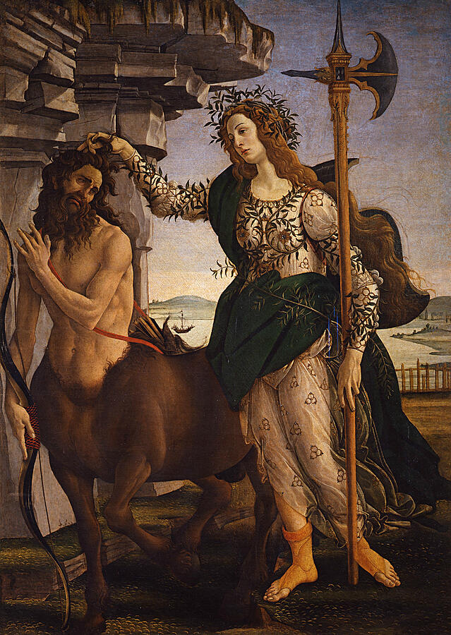 Pallas and the Centaur, from 1482 Painting by Sandro Botticelli Pallas and the Centaur, from 1482 Painting by Sandro Botticelli