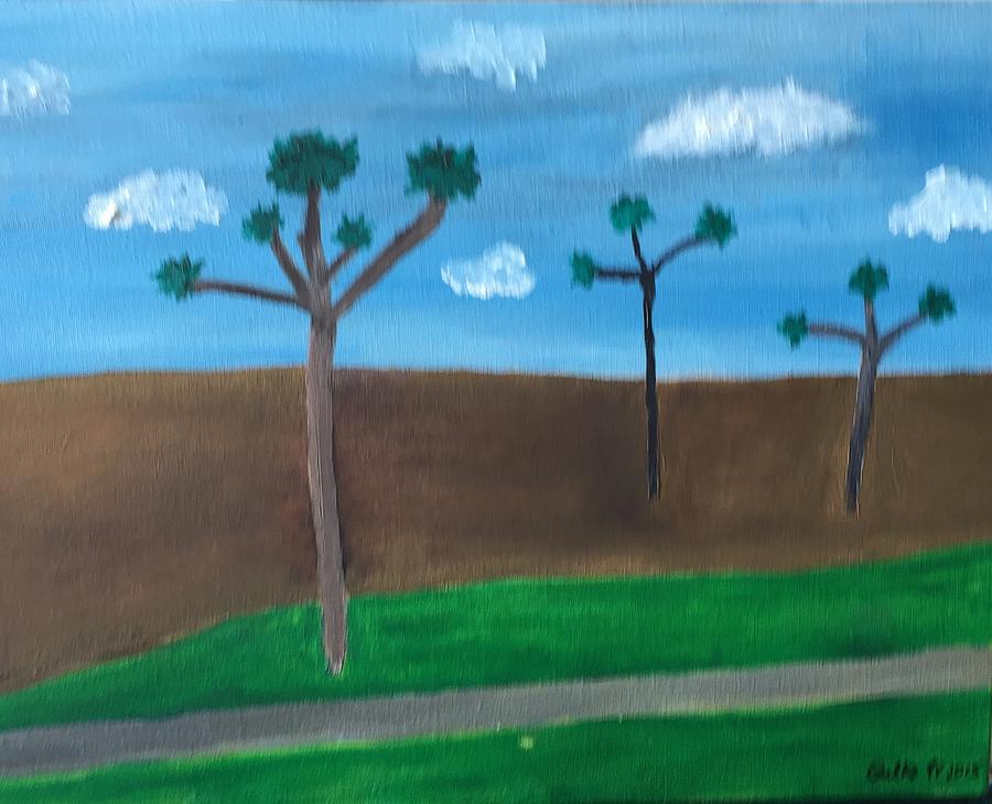 3 Palm Trees in Puerto Vallarta Painting by Harris Gulko