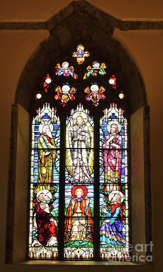 3 Pane Stained Glass In St. Nicholas Church, Galway, Ireland Photograph by Poets Eye