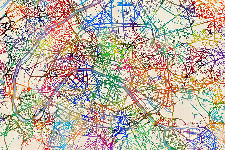 Paris Digital Art - Paris France Street Map by Michael Tompsett