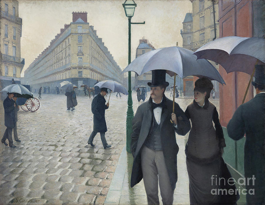 Umbrella Painting - Paris Street, Rainy Day, 1877 by Gustave Caillebotte