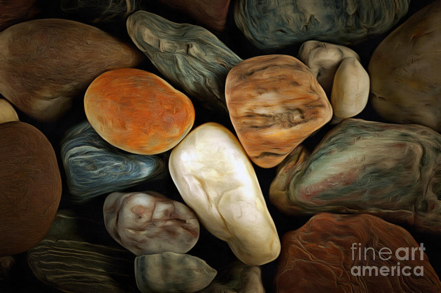 Abstract Mixed Media - Pebble Stones #6 by Michal Boubin
