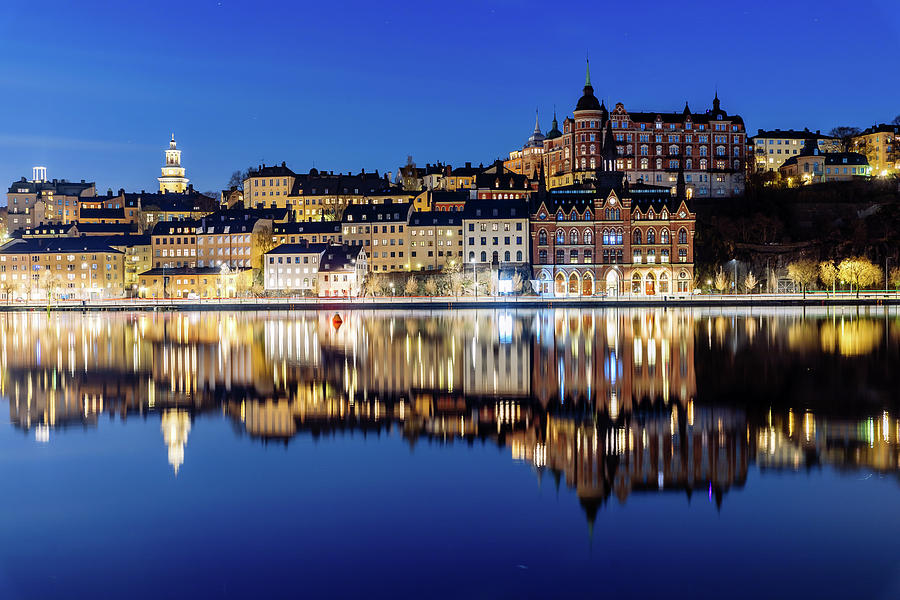 Stockholm Photograph - Perfect Sodermalm and Mariaberget blue hour reflection by Dejan Kostic Stockholm Photograph - Perfect Sodermalm and Mariaberget blue hour reflection by Dejan Kostic