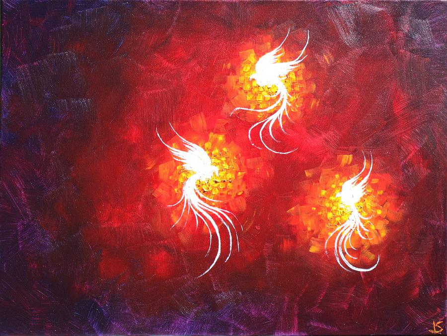 Phoenix Painting - 3 Phoenix by Lisa Stevens