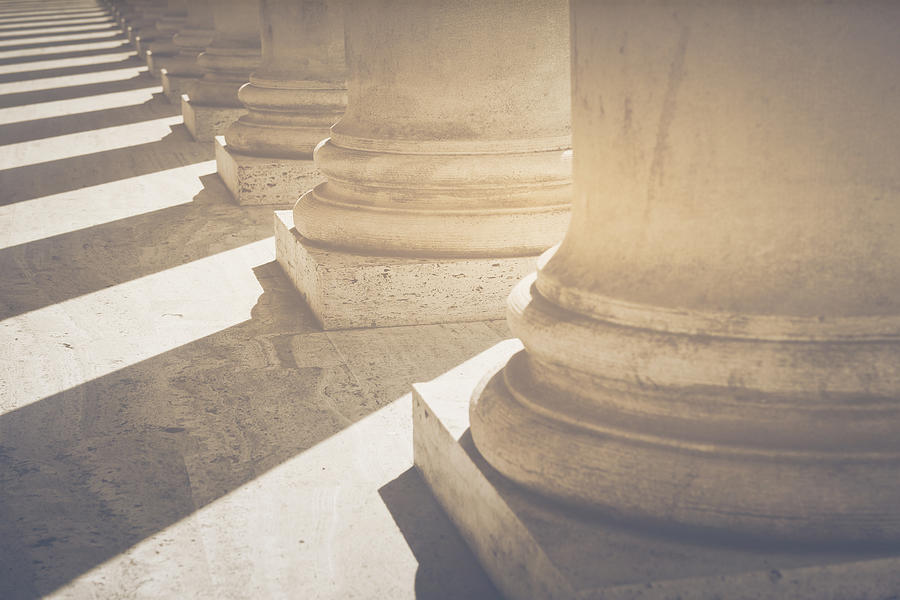 Pillars to a Courthouse with Vintage Style Filter #3 Photograph by Brandon Bourdages