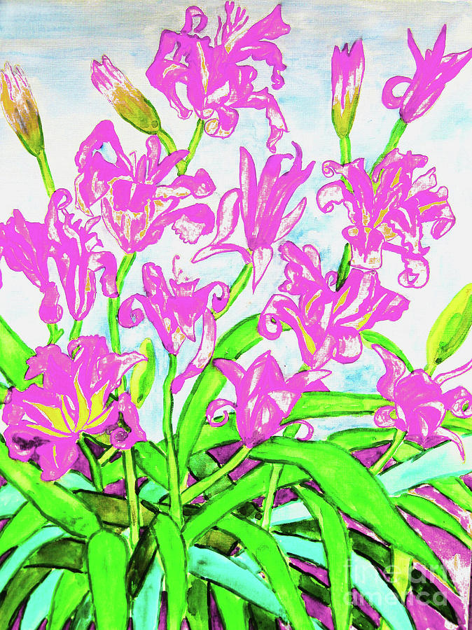 Pink daily lilies #3 Painting by Irina Afonskaya