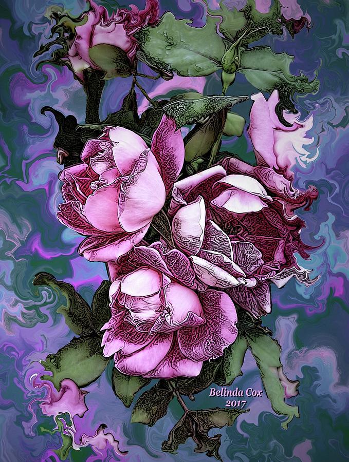 3 Pink Roses Digital Art by Artful Oasis
