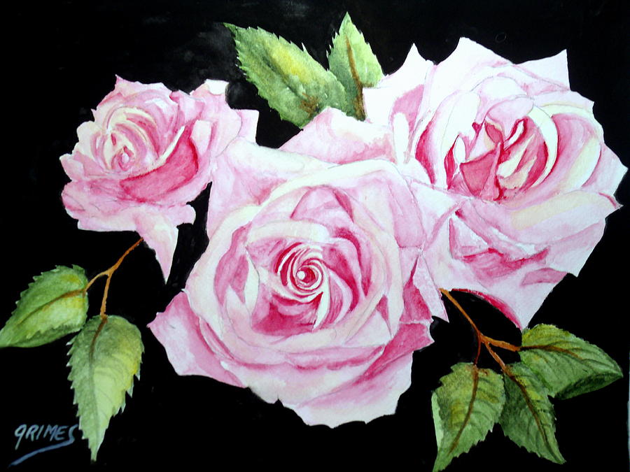 Pink Roses #3 Painting by Carol Grimes