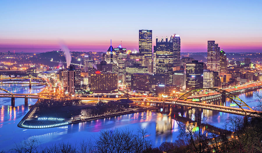 Pittsburgh Pennsylvania City Skyline At Sunrise #3 Photograph by Alex Grichenko