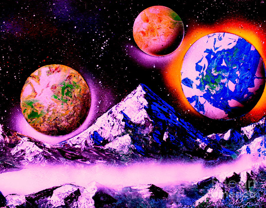 3 Planets 4653 E1 Painting by Greg Moores
