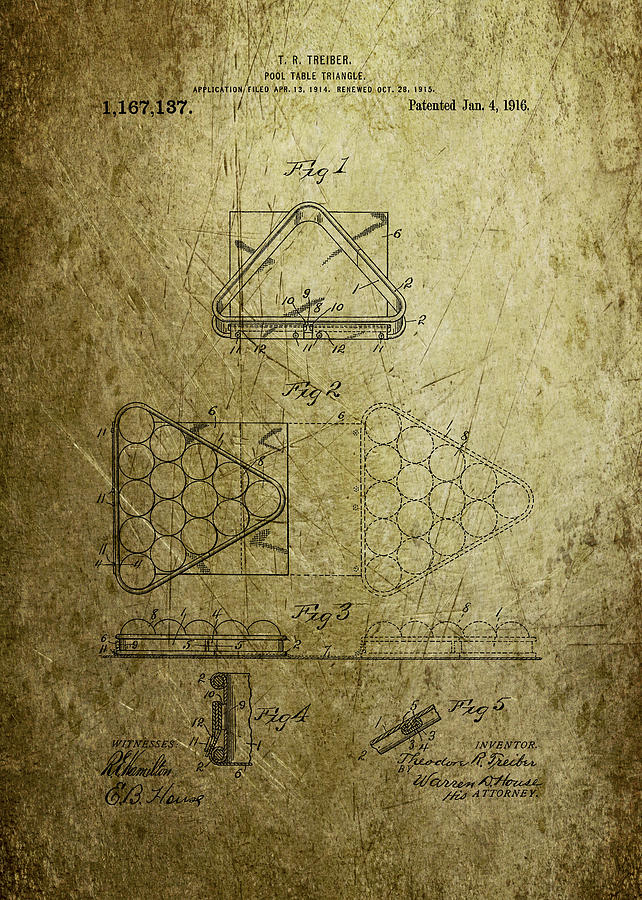 Pool table triangle patent from 1915 #3 Photograph by Chris Smith