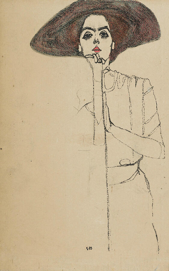Portrait of a Woman, from year 1910 Relief by Egon Schiele