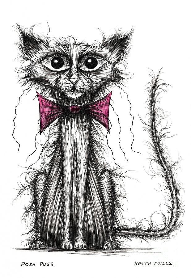 Posh puss #2 Drawing by Keith Mills