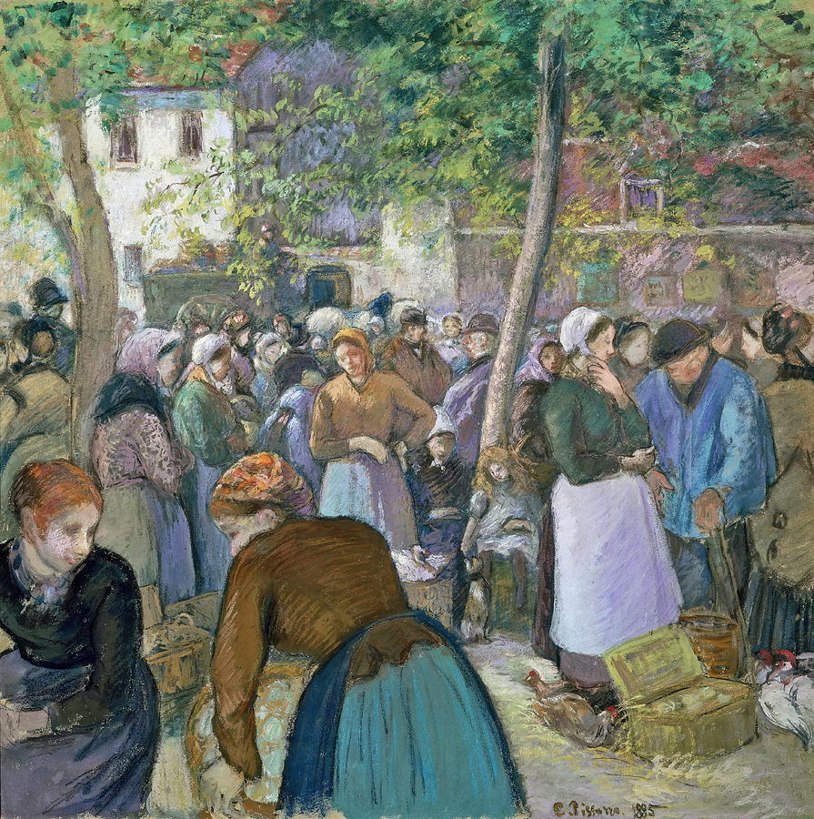 Poultry Market at Gisors #5 Painting by Camille Pissarro