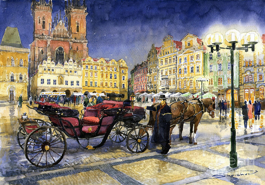 Architecture Painting - Prague Old Town Square #3 by Yuriy Shevchuk