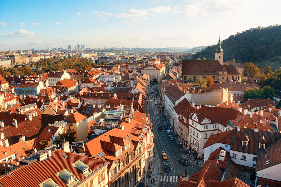 Prague skyline rooftop view #3 Photograph by Songquan Deng